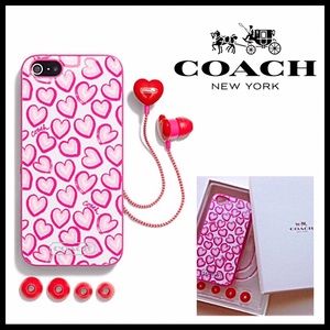 COACH IPHONE 5 5S HARD SHELL CASE LOVE HEART PRINT